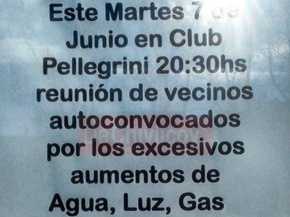 Hoy a las 20.30 hs: Vecinos Autoconvocados por los aumentos de los servicios Hoy a las 20.30 hs: Vecinos Autoconvocados por los aumentos de los servicios