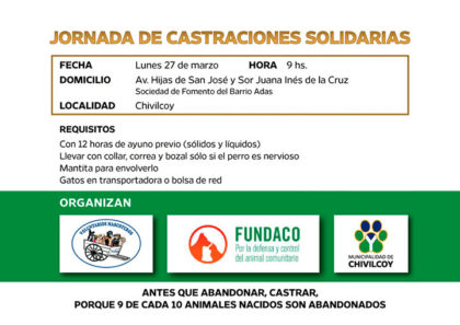 Nueva jornada de castraciones masivas en el Barrio Adas Nueva jornada de castraciones masivas en el Barrio Adas