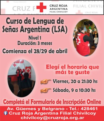 Cruz Roja Filial Chivilcoy: Abierta la inscripción para los cursos de lengua de señas y Primeros Auxilios Cruz Roja Filial Chivilcoy: Abierta la inscripción para los cursos de lengua de señas y Primeros Auxilios