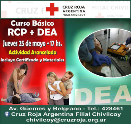 Cruz Roja: Curso de Reanimación Cardio Pulmonar con uso de Desfibrilador Externo Automático Cruz Roja: Curso de Reanimación Cardio Pulmonar con uso de Desfibrilador Externo Automático