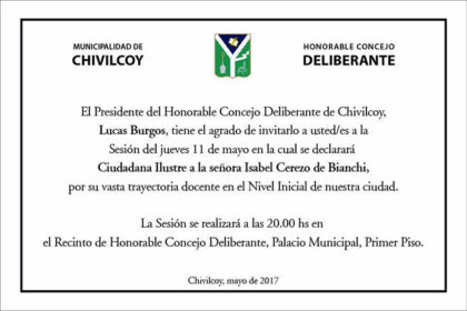 HCD: Mañana será declarada Ciudadana Ilustre Isabel Cerezo de Bianchi por su trayectoria docente HCD: Mañana será declarada Ciudadana Ilustre Isabel Cerezo de Bianchi por su trayectoria docente