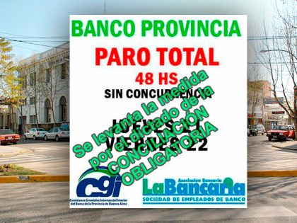 Banco Provincia: Conciliación obligatoria. Se agrava la situación con los trabajadores activos y jubilados Banco Provincia: Conciliación obligatoria. Se agrava la situación con los trabajadores activos y jubilados