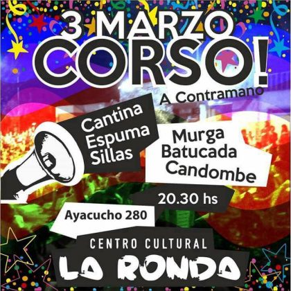 El sábado 3 de marzo La Ronda presenta “Corso a Contramano” El sábado 3 de marzo La Ronda presenta “Corso a Contramano”