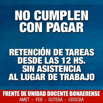 Docentes: Comunicado del FUBD: Frente al no depósito de los sueldos docentes, el FUBD convoca a retención de tareas item-thumbnail