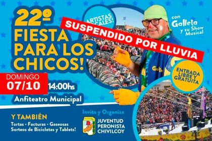 Queda suspendida la 22° Fiesta para los Chicos, para el próximo domingo 7 de octubre item-thumbnail